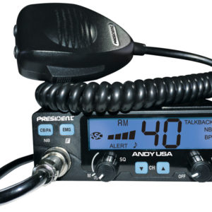 PRESIDENT - COMPACT 12-24 VDC CB RADIO WITH 7 COLOR LCD DISPLAY, NOAA WEATHER WITH ALERT, TALK-BACK, ROGER BEEP & AUTO SQUELCH