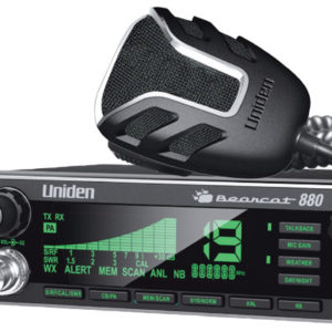 UNIDEN BC880 40 CHANNEL CB RADIO WITH 7 COLOR OPTION LCD DISPLAY, TALK-BACK, NOAA WEATHER & NOISE CANCELING MICROPHONE