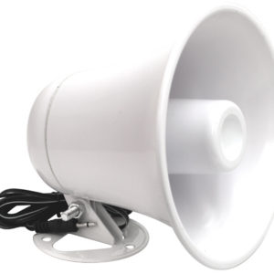 5" DIAMETER 15 WATT WHITE PA HORN WITH CABLE & PLUG