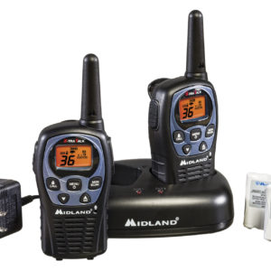 MIDLAND LXT560VP3 36 CHANNEL, 26 MILE FRS/GMRS RADIO HANDHELD PAIR WITH 3 LEVEL EVOX, NOAA WEATHER WITH ALERT & SCAN - IN BLACK