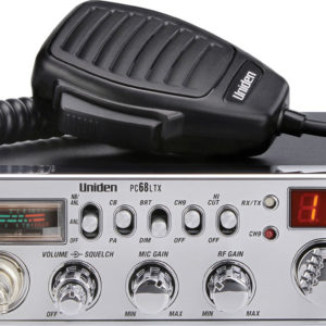 UNIDEN 40 CHANNEL CB RADIO WITH FRONT 4 PIN MICROPHONE, SEPARATE RF & MIC GAIN CONTROLS, NB/HI-CUT FILTERS, PA, BRIGHT/DIM SWITCH, INSTANT CHANNEL 9
