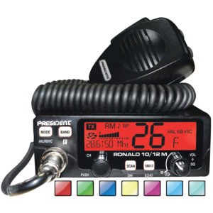 PRESIDENT - RONALD 50 WATTS 10/12 METER AM/FM AMATEUR RADIO WITH 7 COLOR SELECTABLE FACE, ECHO, ROGER BEEP, TALKBACK & DUAL WATCH
